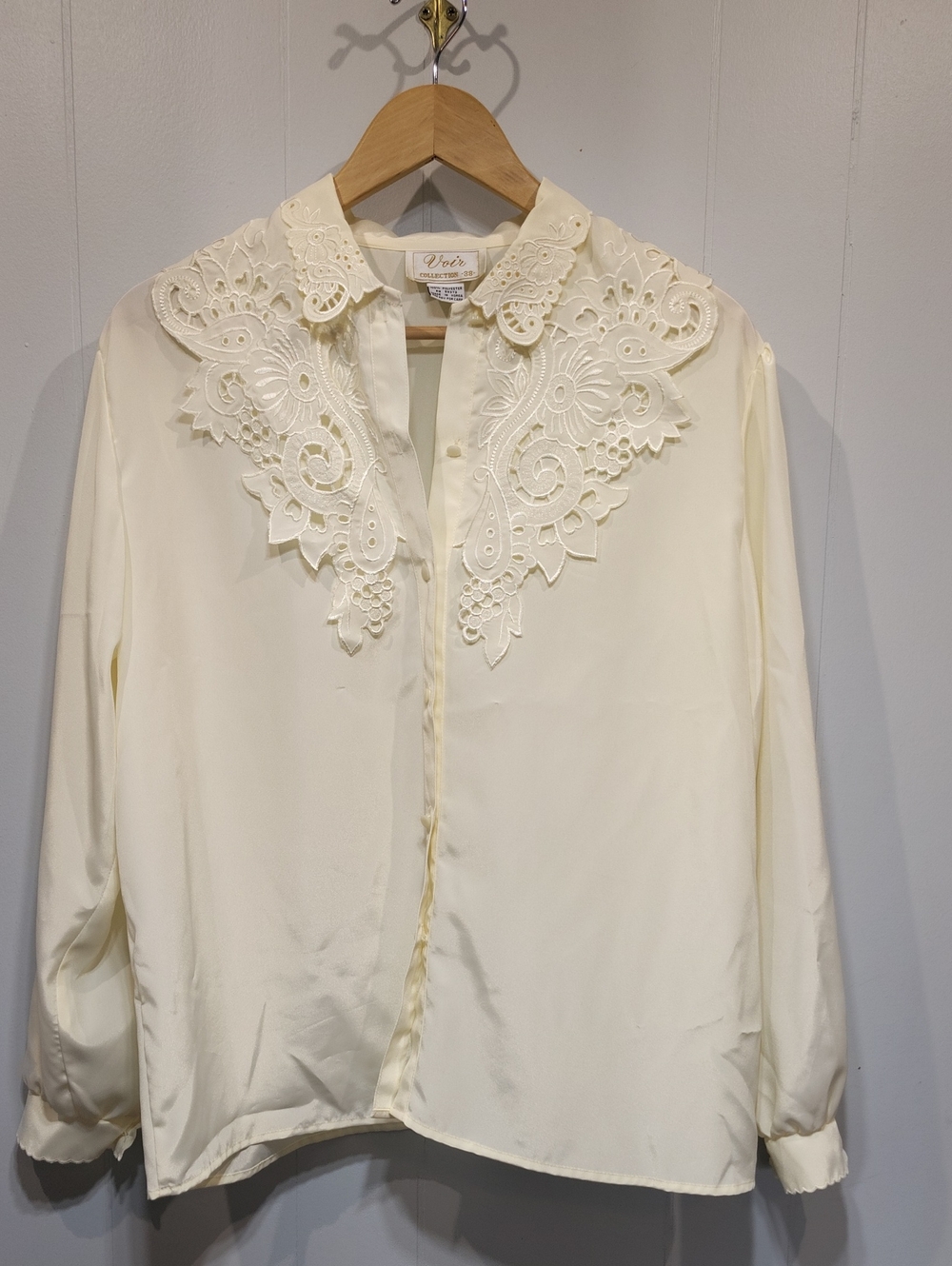 Voir Collection 38 Vintage Cream Lace Blouse Coquette Cottagecore Top L XL